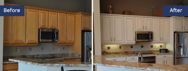 Cabinet Refinishing Before and After Image